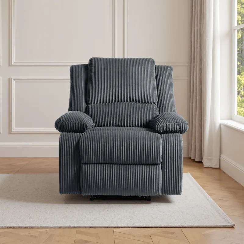 Nyxos Overstuffed Faux Leather Manual Recliner - Image 3