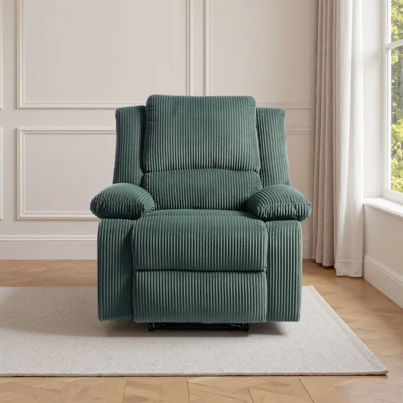 Nyxos Overstuffed Faux Leather Manual Recliner - Image 4