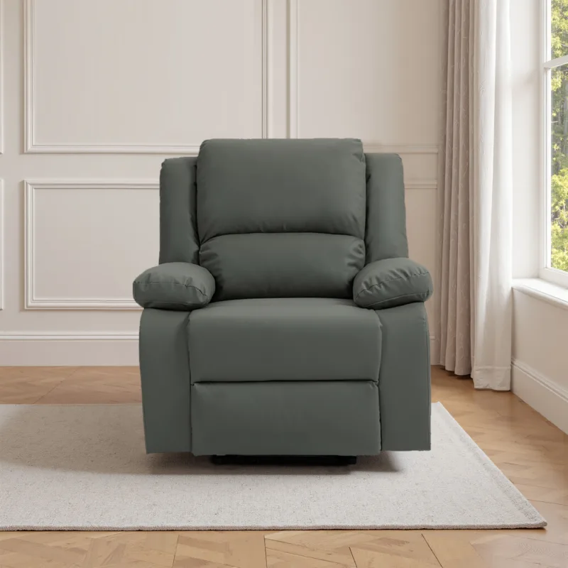 Nyxos Overstuffed Faux Leather Manual Recliner - Image 6