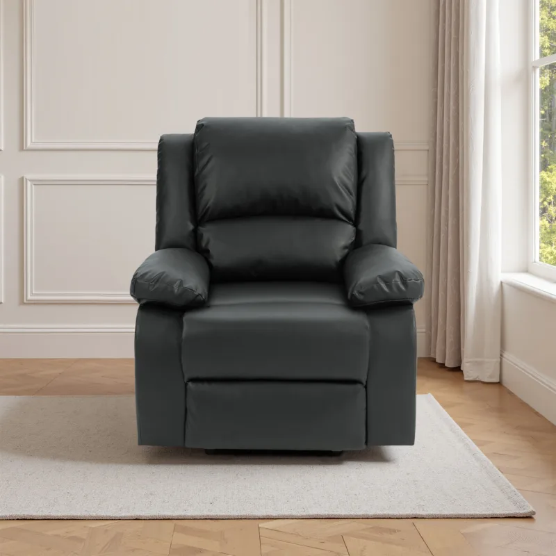 Nyxos Overstuffed Faux Leather Manual Recliner - Image 7