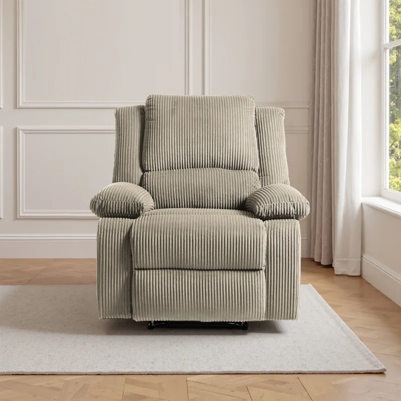 Nyxos Overstuffed Faux Leather Manual Recliner - Image 5