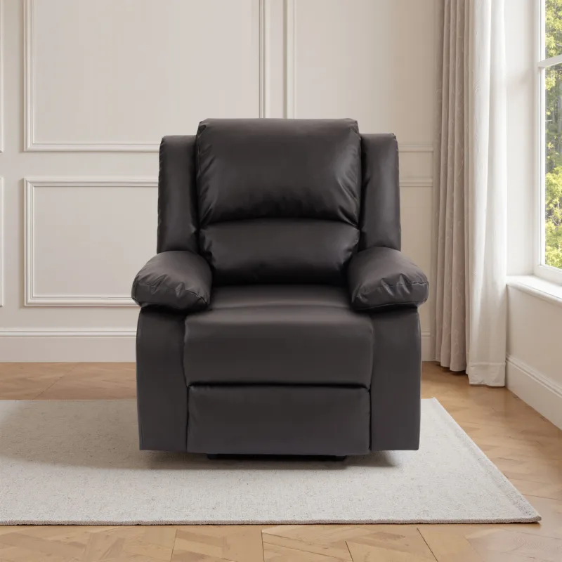 Nyxos Overstuffed Faux Leather Manual Recliner - Image 8