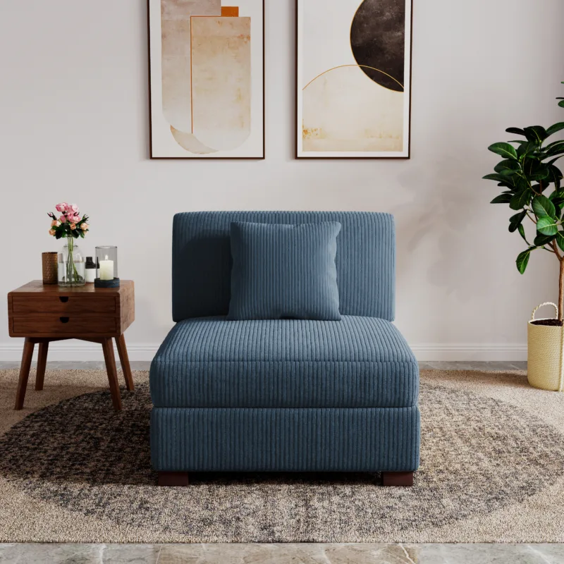 Phydra Corduroy Upholstered Modular Armless Chair - Image 3