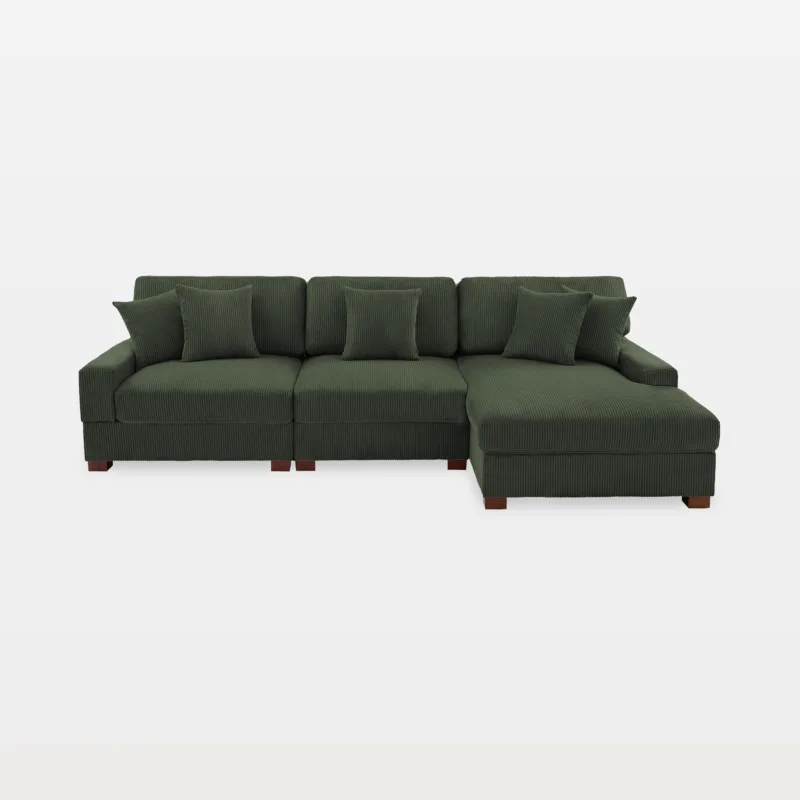 Phydra 3-Seat Low Profile Upholstered Sectional Sofa with Chaise