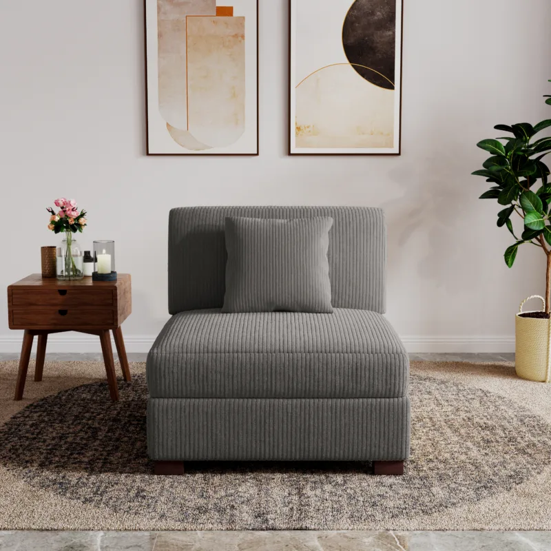 Phydra Corduroy Upholstered Modular Armless Chair - Image 8