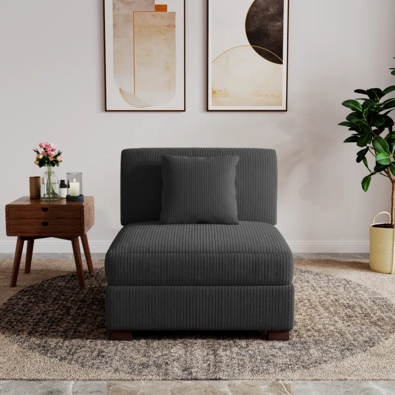 Phydra Corduroy Upholstered Modular Armless Chair - Image 5