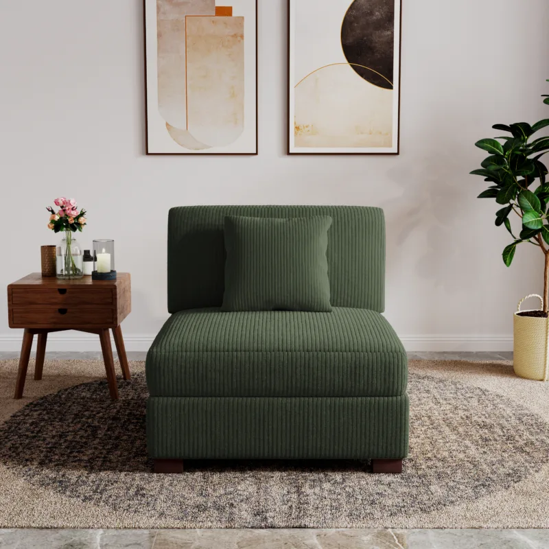 Phydra Corduroy Upholstered Modular Armless Chair - Image 4