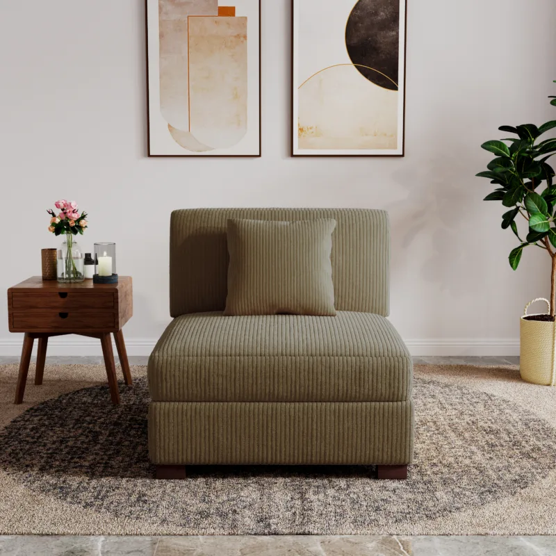 Phydra Corduroy Upholstered Modular Armless Chair - Image 7