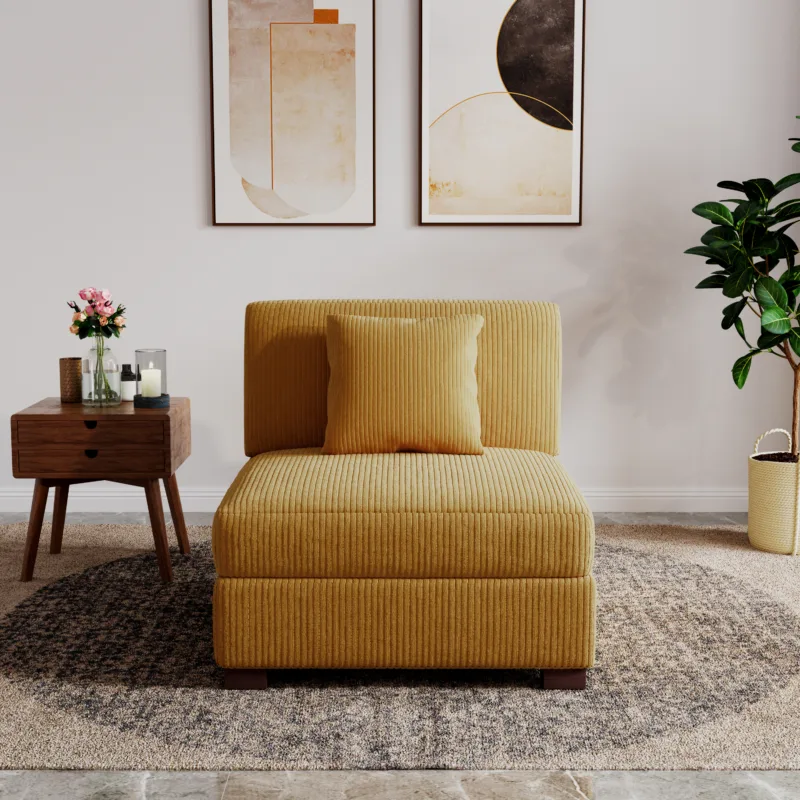 Phydra Corduroy Upholstered Modular Armless Chair - Image 6