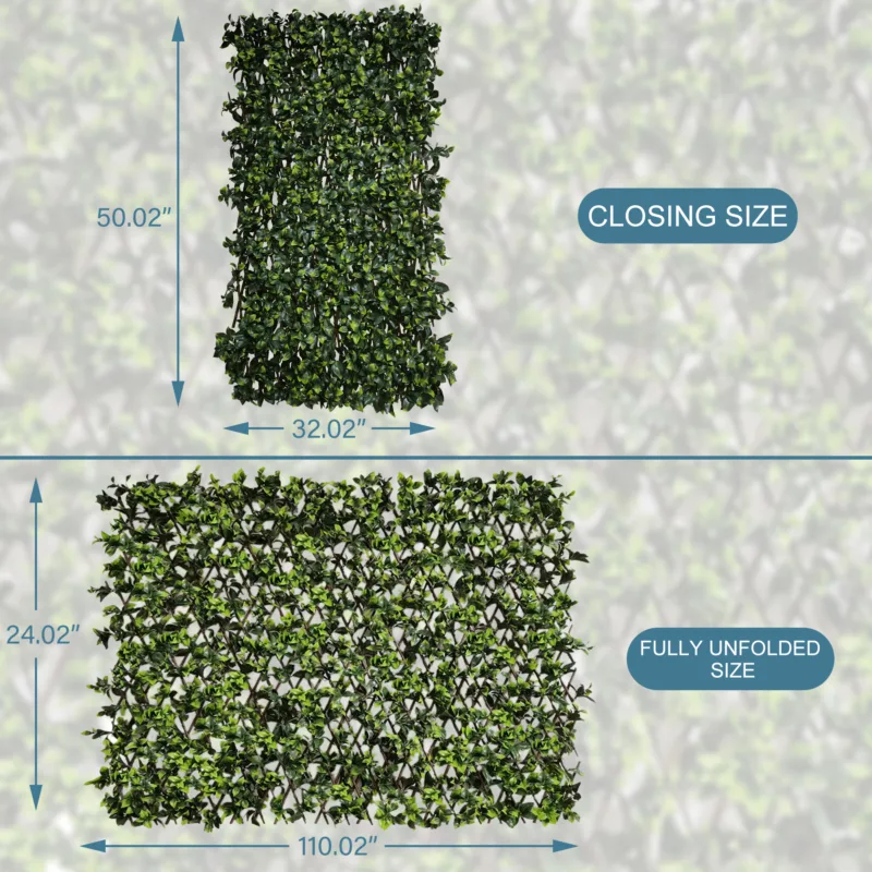 Gisera 50" H x 32" W Expandable Artificial Hedge Gardenia Fence - Image 7