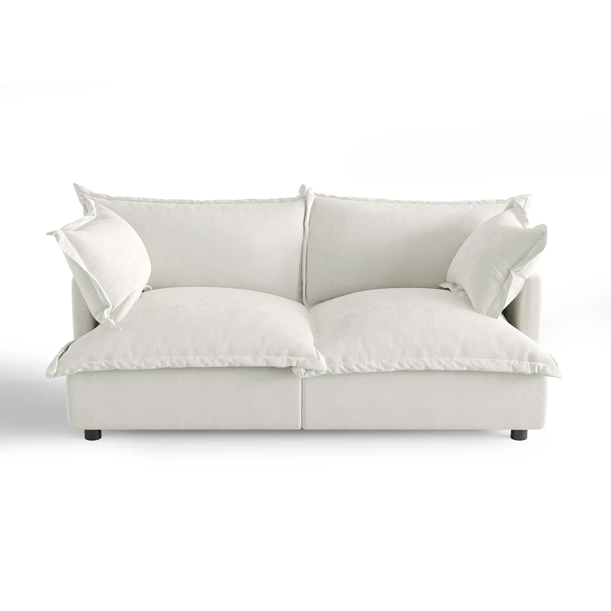 2转角 BEIGE 5-TD Lione Flange Edge Modular Chenille Upholstered Sofa - Image 1