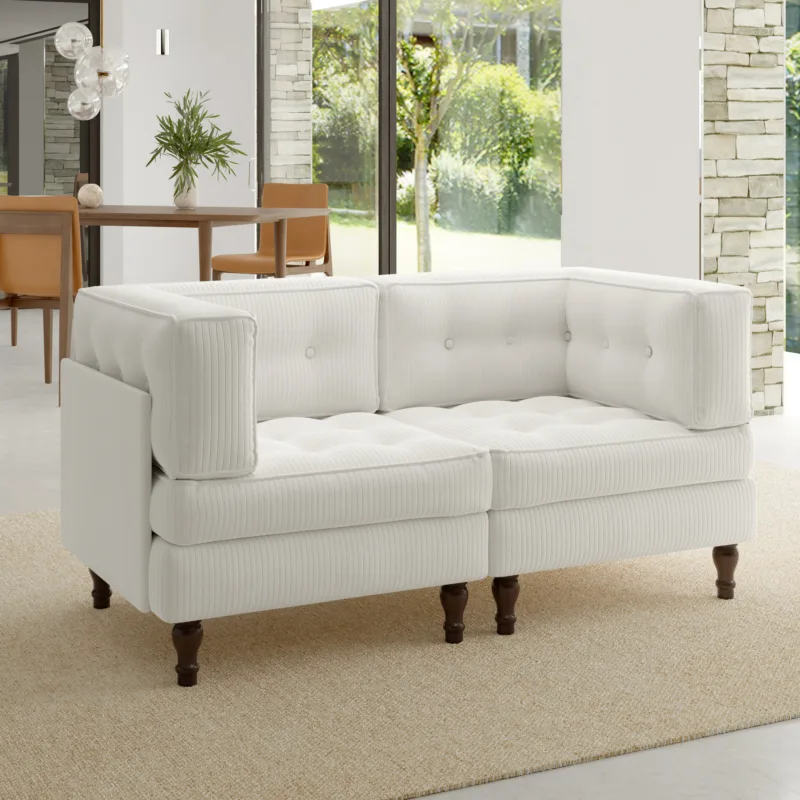 Junave Button Tufted Corduroy Upholstered Modular Sofa - Image 2