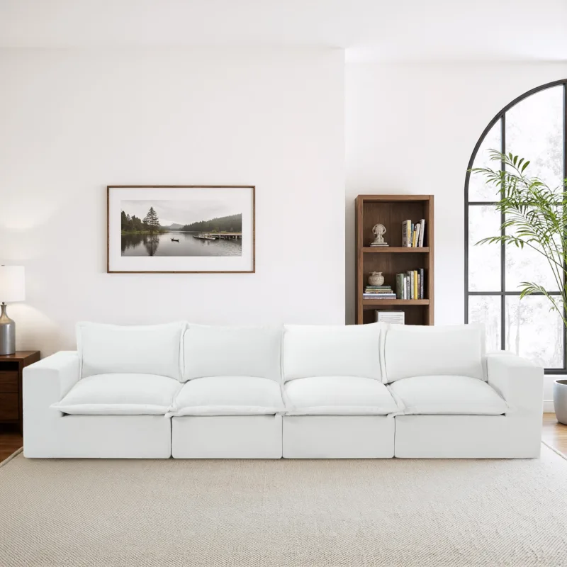 Piereo 4-Piece Pillow Top Chenille Upholstered Sectional Sofa - Image 2