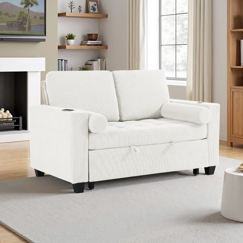 Preslo Tufted Convertible Pull-Out Sleeper Bed Loveseat - Image 2