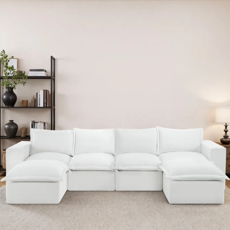 Piereo 6-Piece U-Shaped Pillow Top Chenille Sectional Sofa - Image 2