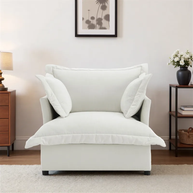 Lione Flange Edge Modular Chenille Single Sofa Chair - Image 2