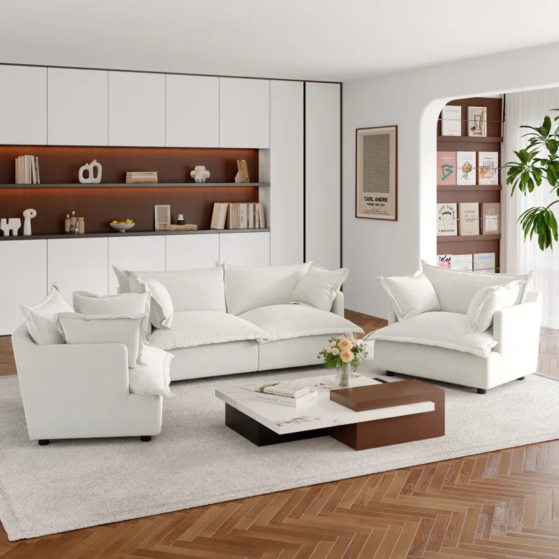 Lione 4-Piece Flange Edge Chenille Sectional Sofa - Image 2