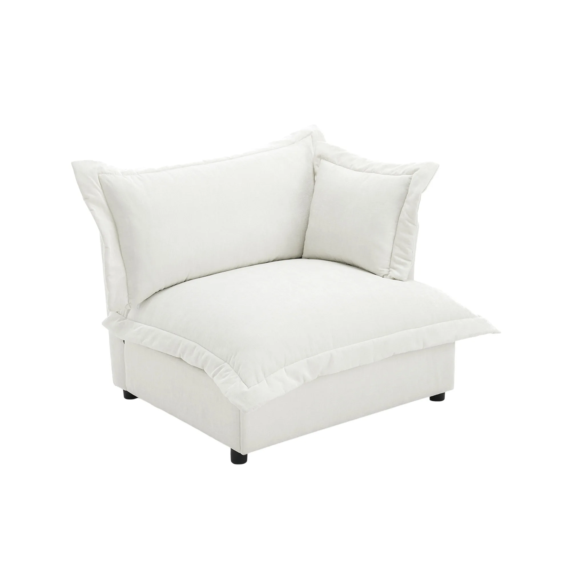 BEIGE (15)-TD Lione Flange Single Arm Modular Chenille Corner Chair - Image 1