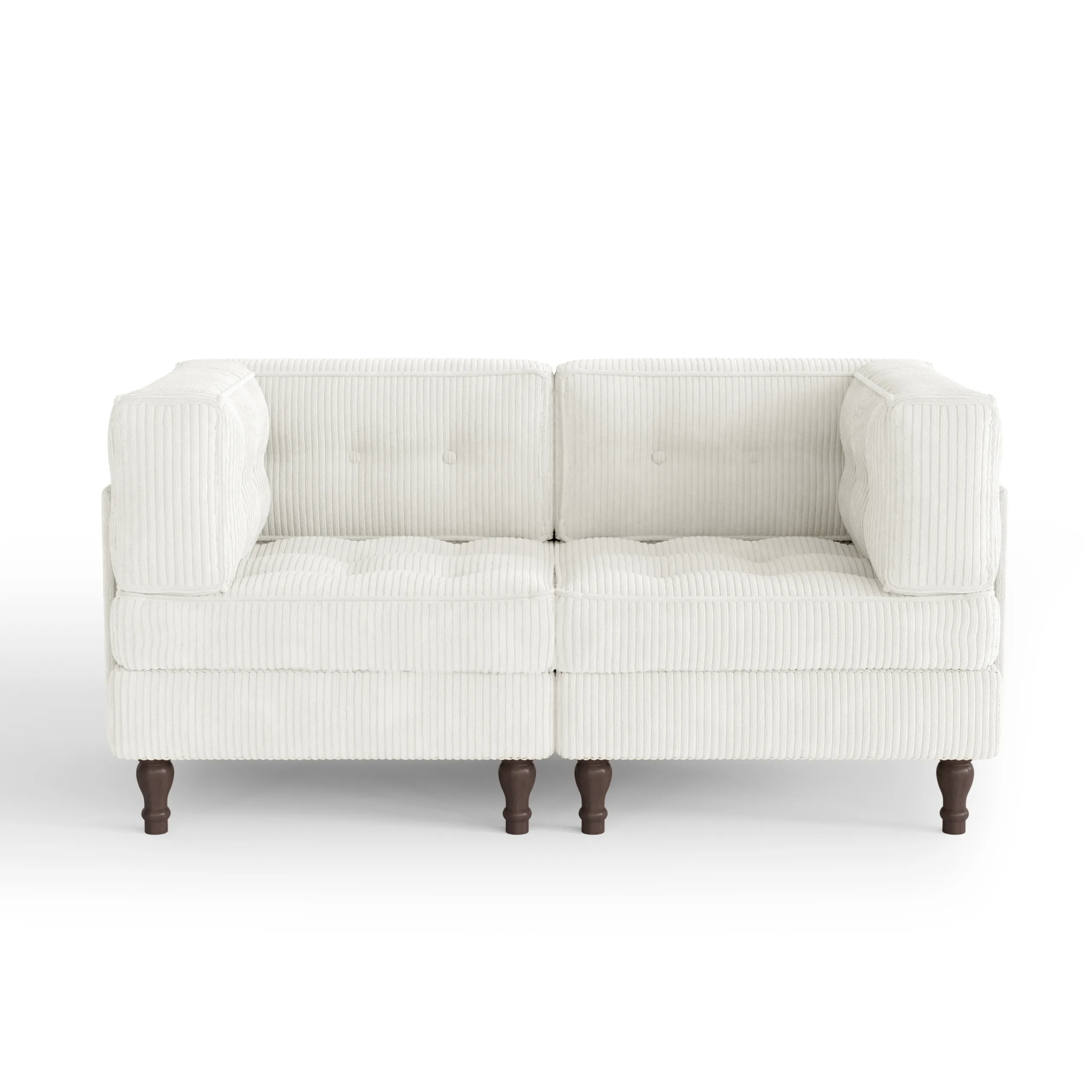 BEIGE 2 Junave Button Tufted Corduroy Upholstered Modular Sofa - Image 1