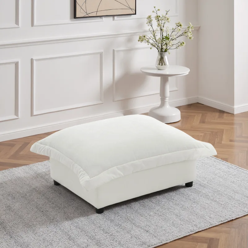 Lione Flange Edge Chenille Upholstered Ottoman - Image 2