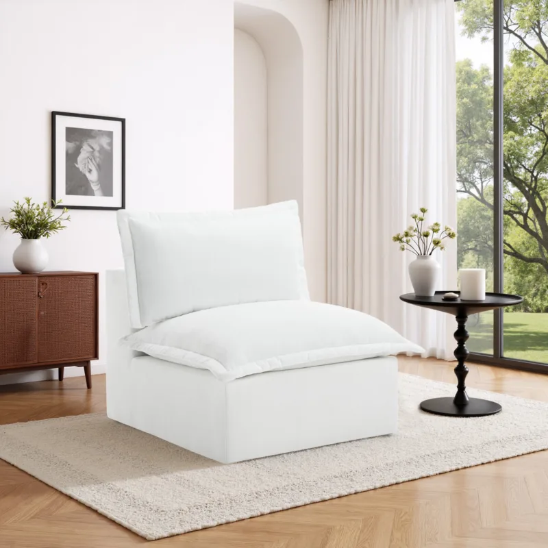 Piereo Pillow Top Chenille Modular Armless Chair - Image 2