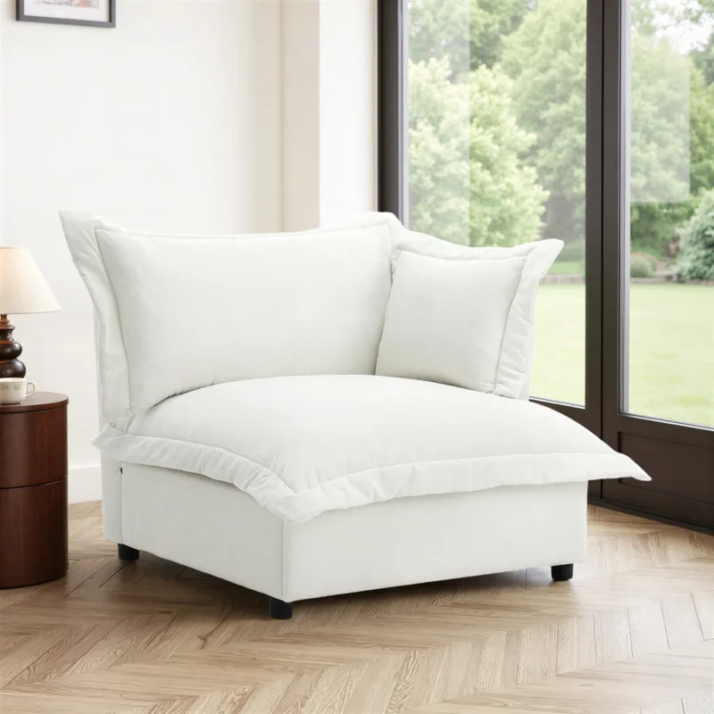 Lione Flange Single Arm Modular Chenille Corner Chair - Image 2