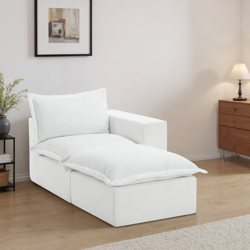 Piereo Single Arm Chenille Modular Chaise Lounge with Ottoman - Image 2