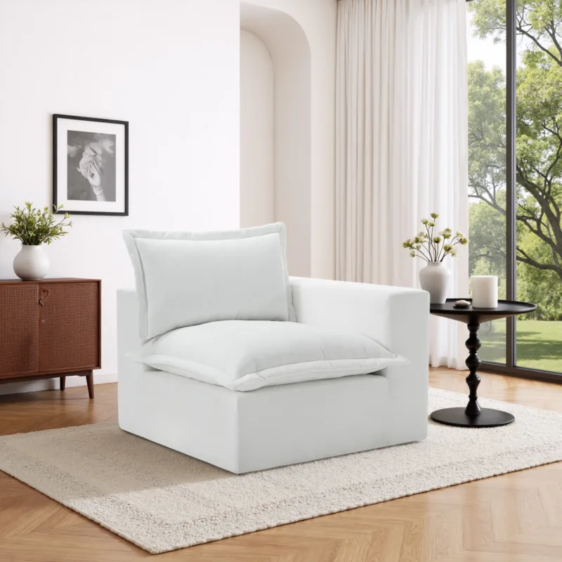 Piereo Single Arm Pillow Top Chenille Modular Corner Chair - Image 2