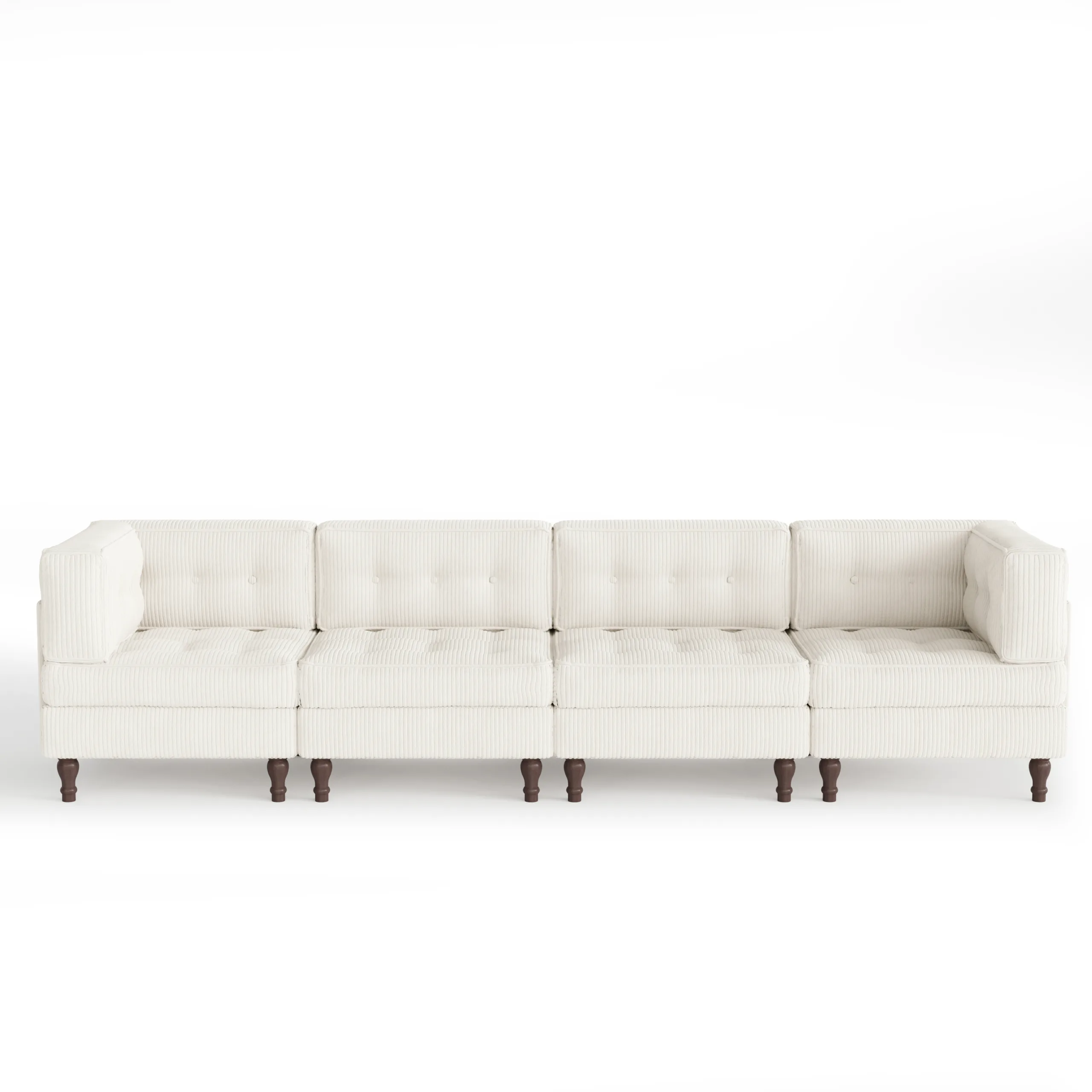 BEIGE 2 Junave 4-Piece Button Tufted Corduroy Sectional Sofa - Image 1