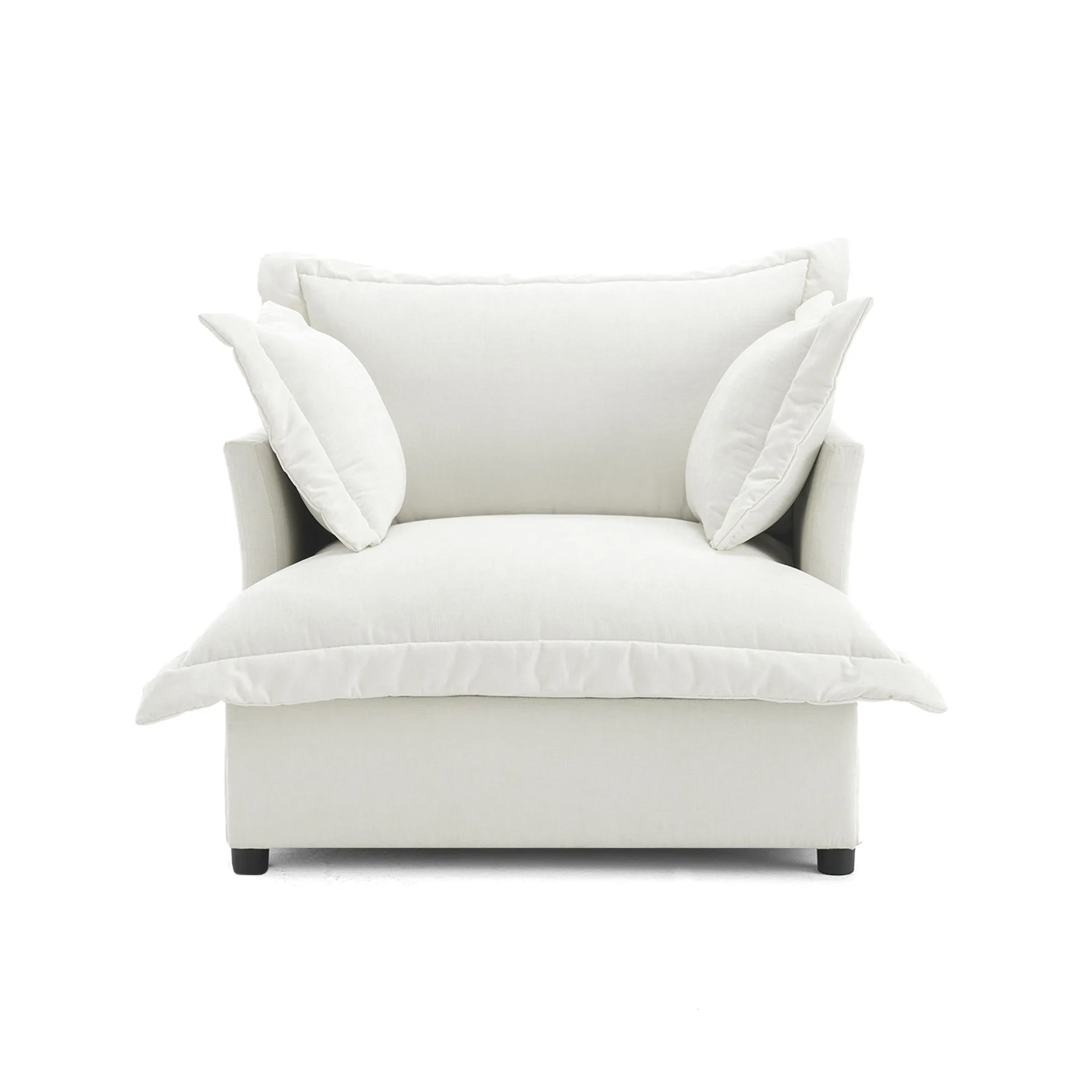 BEIGE (28)-TD Lione Flange Edge Modular Chenille Single Sofa Chair - Image 1