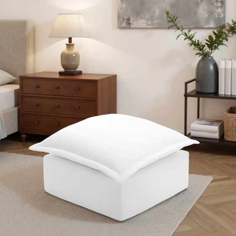 Piereo Rectangular Pillow Top Chenille Upholstered Ottoman - Image 2