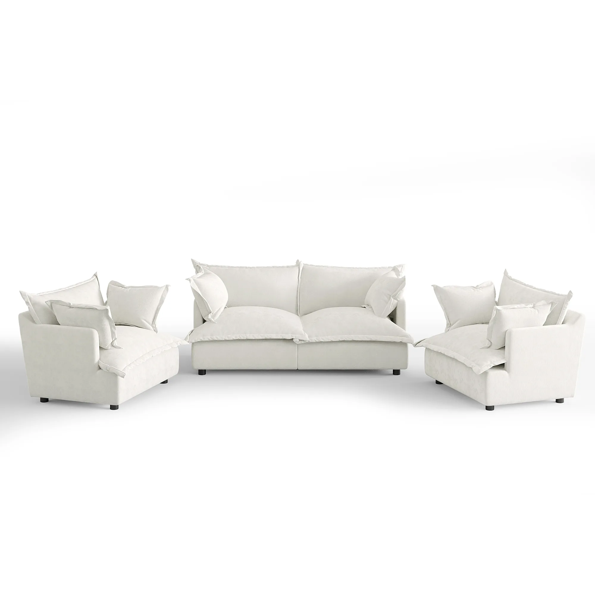 BEIGE 5-TD Lione 4-Piece Flange Edge Chenille Sectional Sofa - Image 1