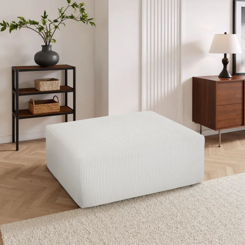 Reloom Rectangular Corduroy Upholstered Ottoman - Image 2