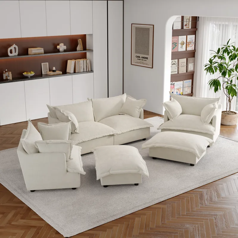 Lione 6-Piece Flange Edge Chenille Sectional Sofa - Image 2