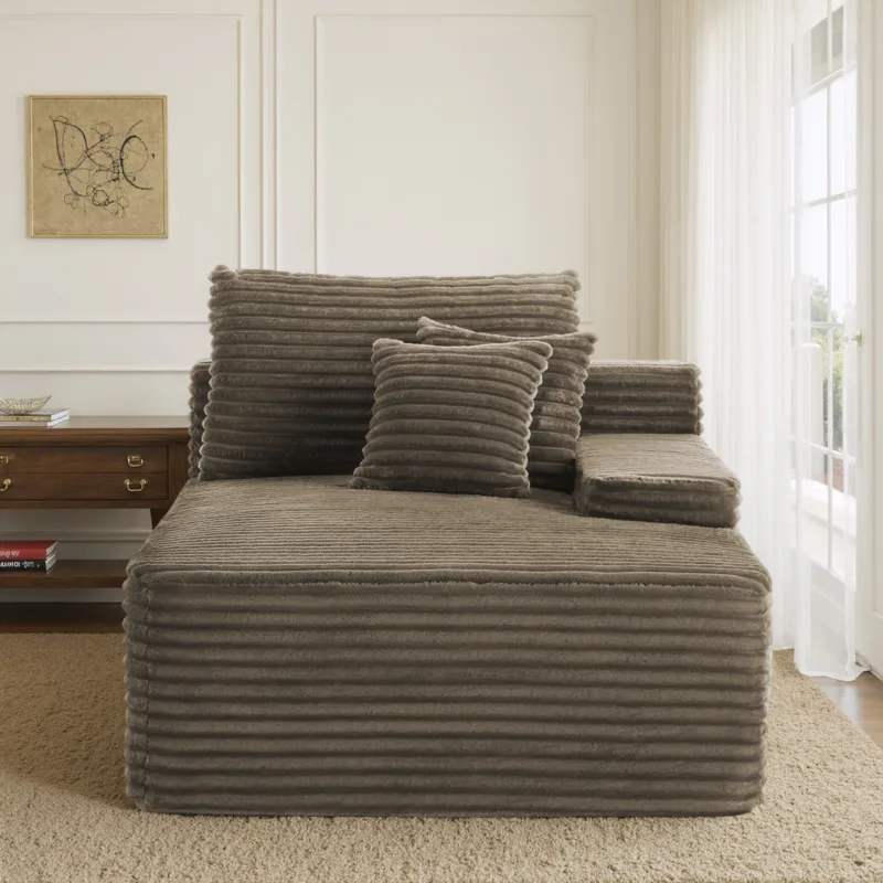 Velune Single Arm Faux Fur Foam Chaise Lounge - Image 2