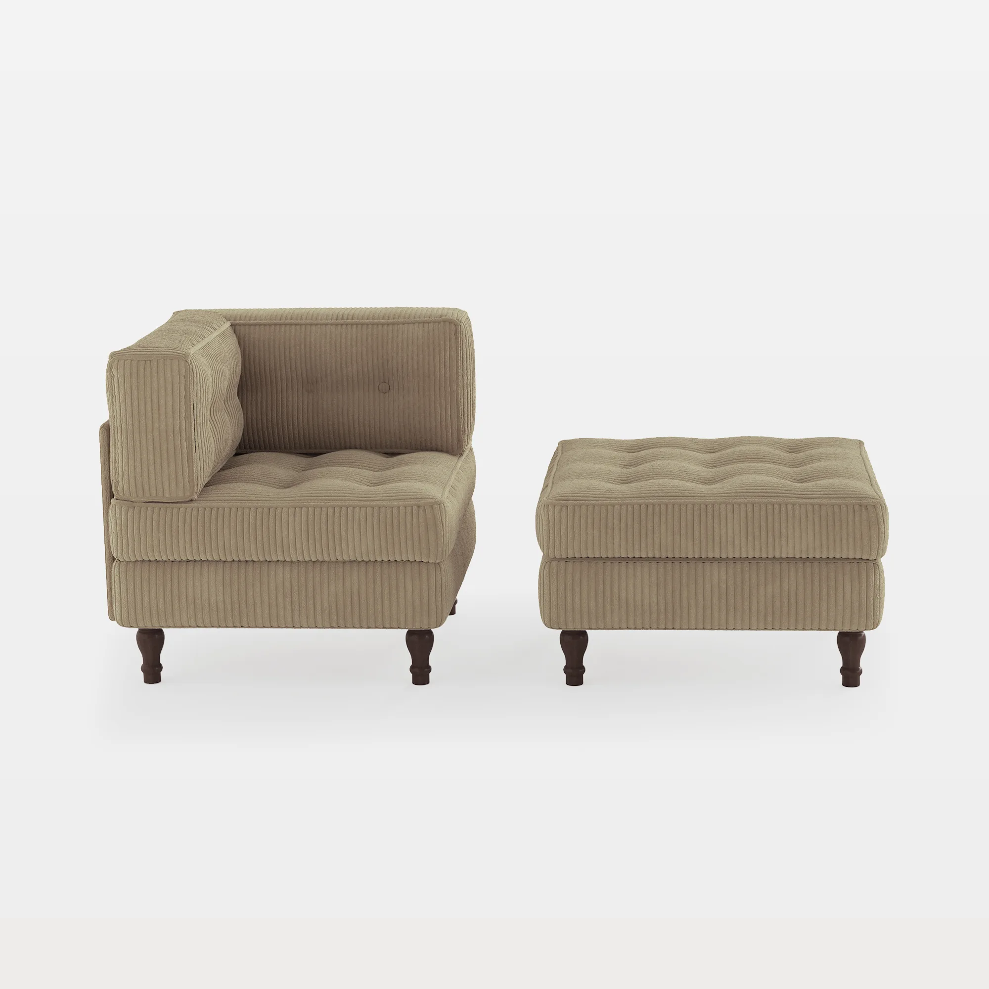 CS0013-AC+OT-MAIN Junave Button Tufted Corduroy Chaise Lounge with Ottoman - Image 1