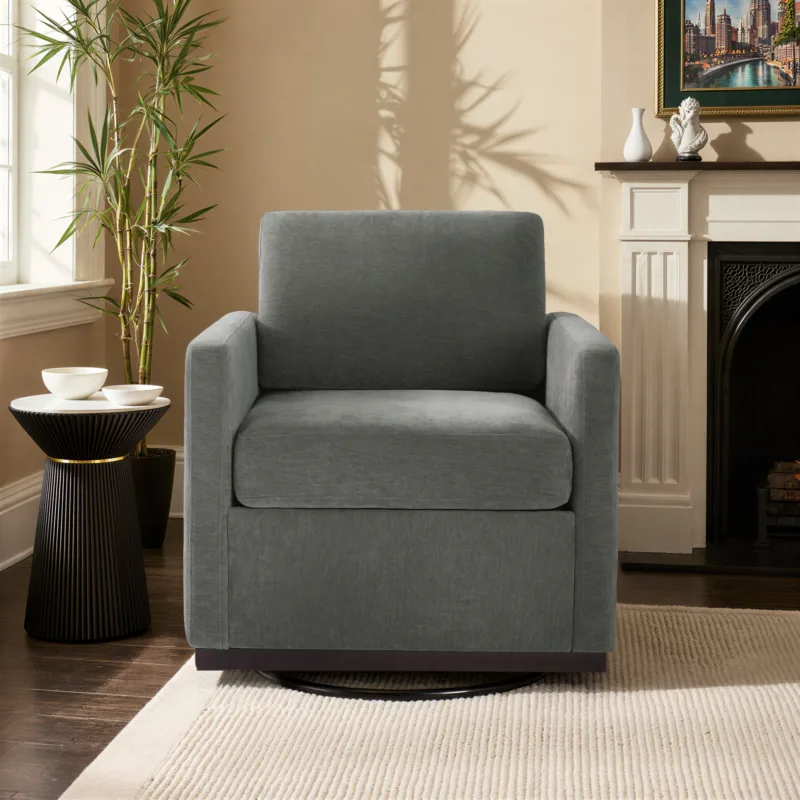 Enom Track Arm Upholstered Swivel Cushion Chair - Image 2