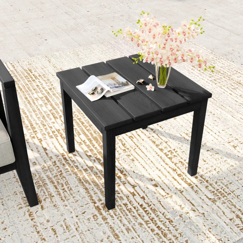 Ilan Square Slatted Teak Outdoor Patio Side Table - Image 2