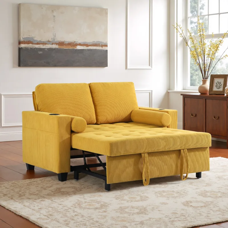 Preslo Tufted Convertible Pull-Out Sleeper Bed Loveseat - Image 2