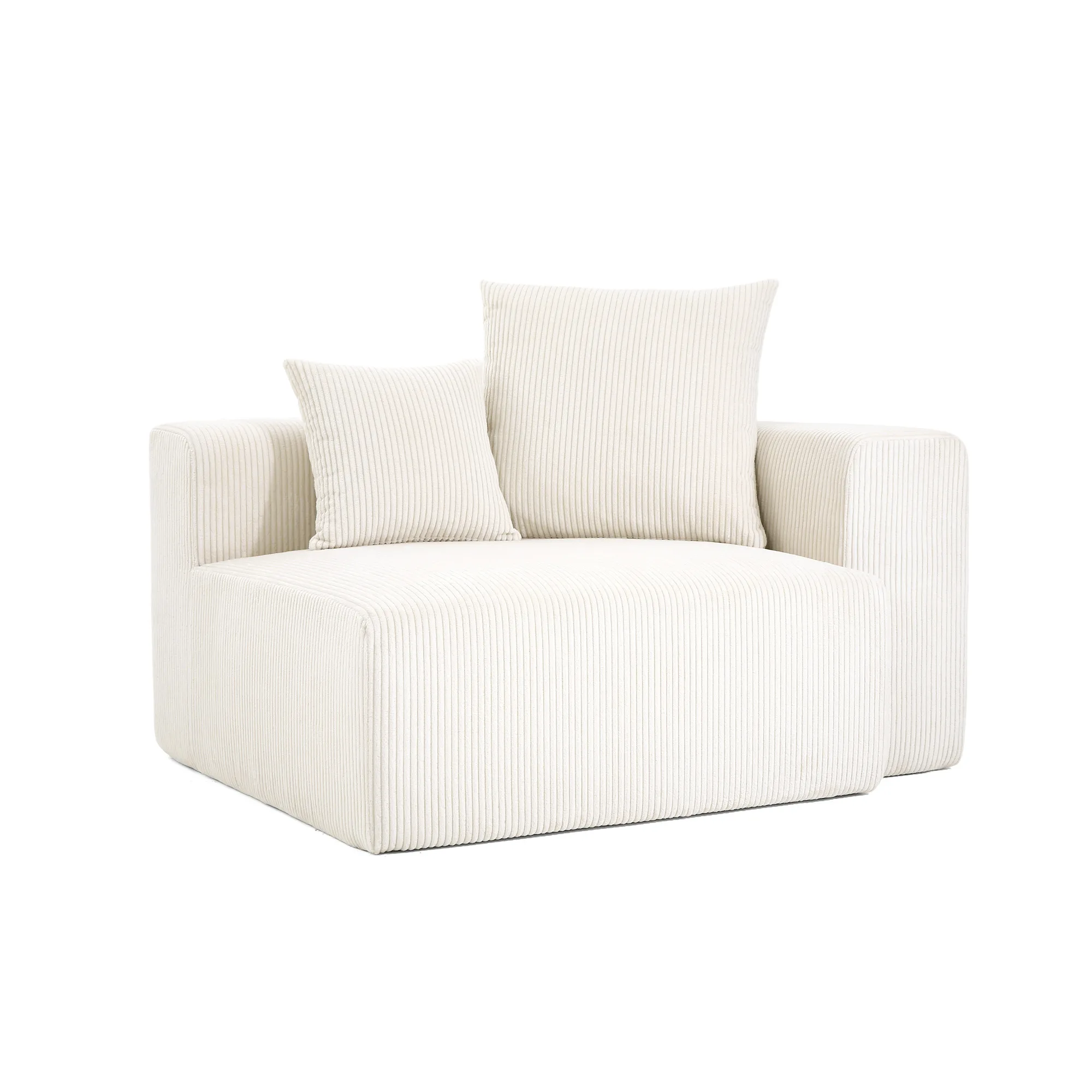 beige (9)-TD Reloom Single Arm Modular Corduroy Corner Chair - Image 1