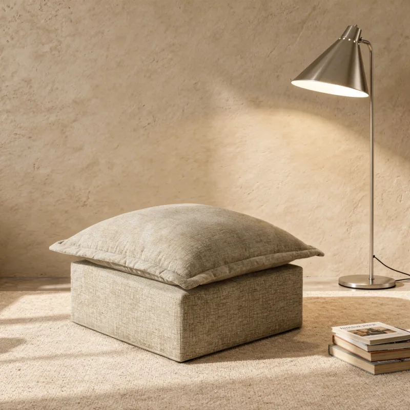 Piereo Rectangular Pillow Top Chenille Upholstered Ottoman - Image 2