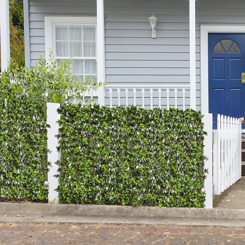 Gisera 50" H x 32" W Expandable Artificial Hedge Gardenia Fence - Image 3