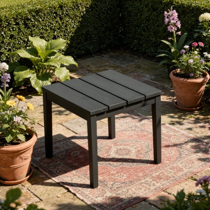 Ilan Square Slatted Teak Outdoor Patio Side Table - Image 2