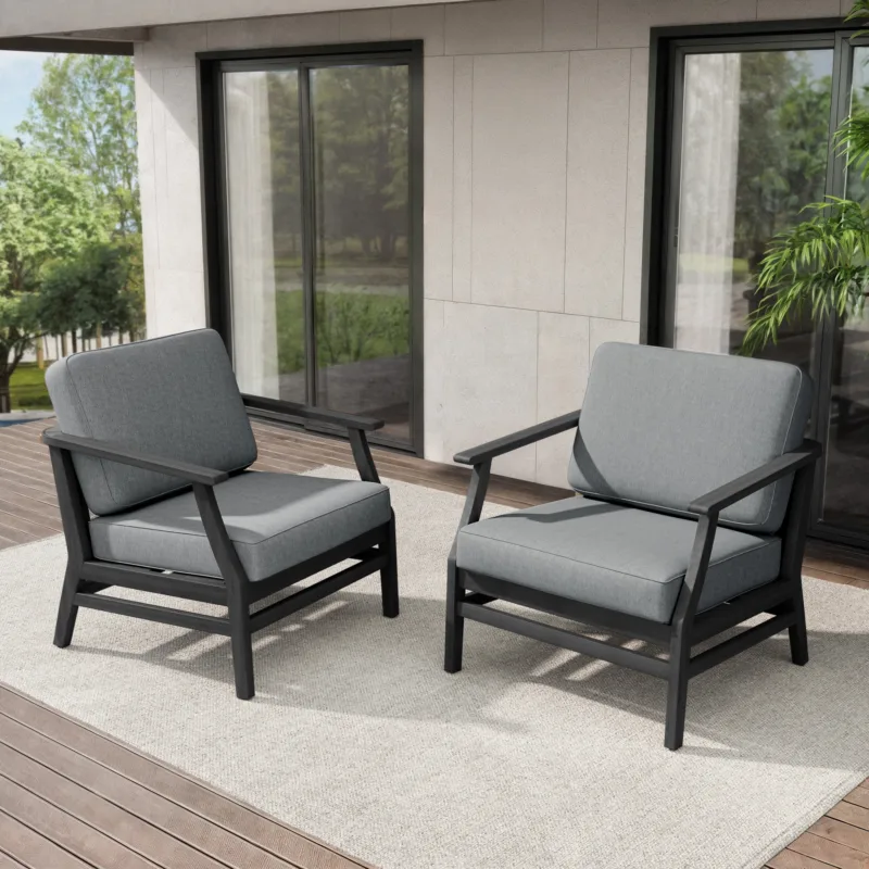 Otise Open-Framed Teak Wooden Outdoor Armchairs Set of 2 - Image 2