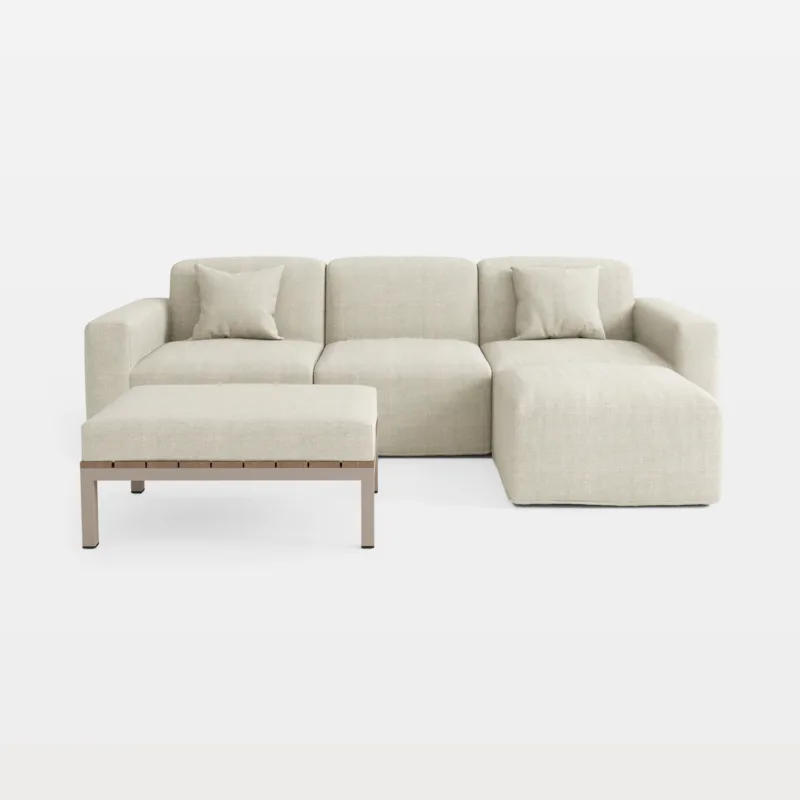 Janoe 5-Piece Cotton Blend Foam Sectional Sofa with Coffee Table