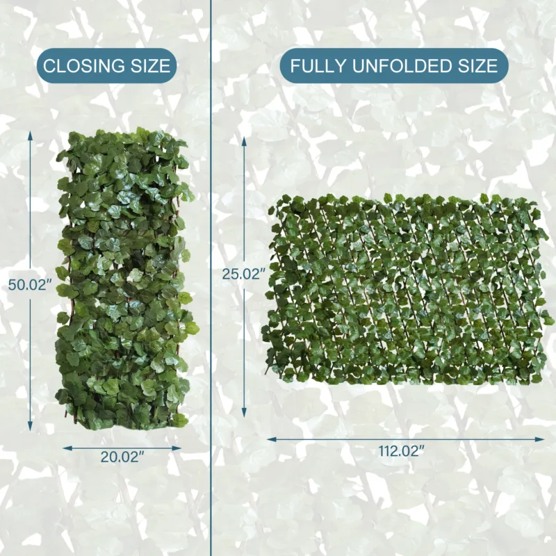 Evaren 50" H x 32" W Expandable Artificial Hedge Ivy Fence - Image 7