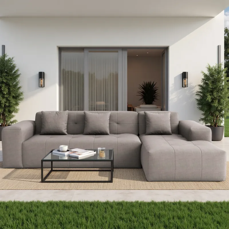 Kunoa L-Shaped Fabric Sectional Sofa Patio Conversation Set - Image 2
