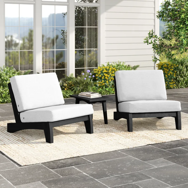 Benisor 3-Piece Teak Lounge Chair Set with Side Table - Image 2