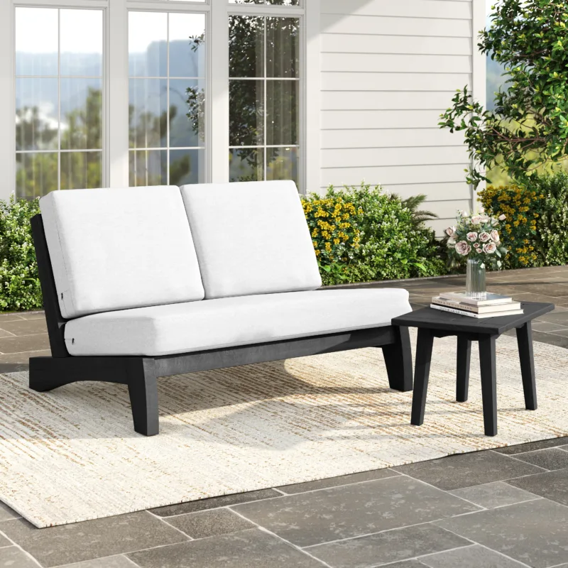 Benisor 2-Piece Teak Patio Loveseat & Side Table Set - Image 2