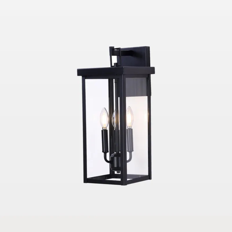 Elvie Modern 3-Light Glass Outdoor Wall Lantern Light